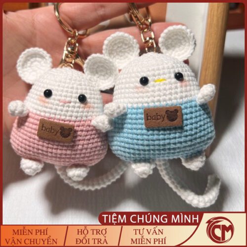 Móc khoá len chuột Hamster đuôi dài