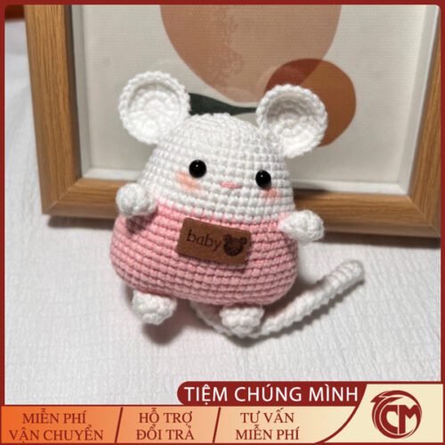 Móc khoá len chuột Hamster đuôi dài