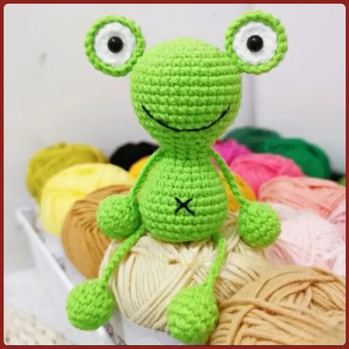 Móc khóa len ếch vô tri chân dài cute đáng yêu