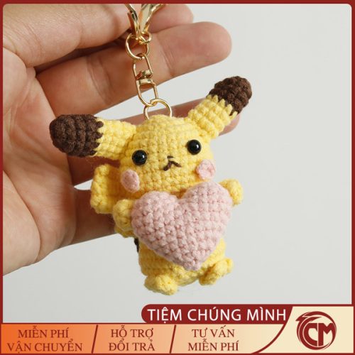 Móc khóa Pikachu đan len