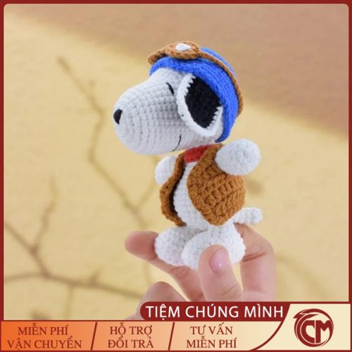 Chú Chó Snoopy đan len - Móc khóa Handmade