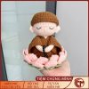 Chú tiểu ngồi thiền đan len Handmade