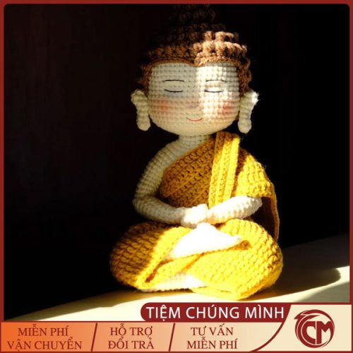 Phật Thích Ca ngồi thiền đan len handmade