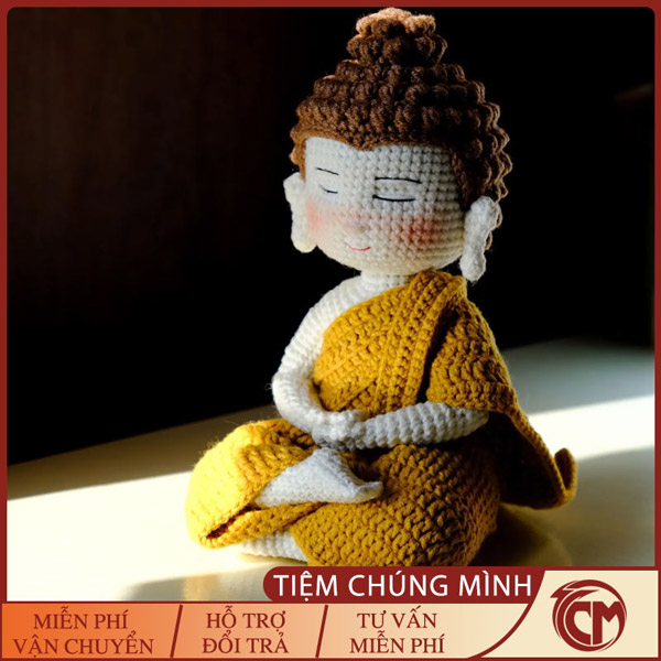 Phật Thích Ca ngồi thiền đan len handmade
