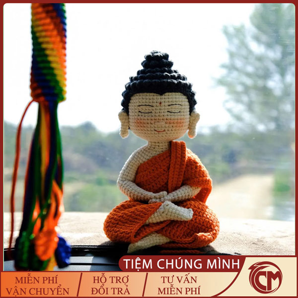 Phật Thích Ca ngồi thiền đan len handmade