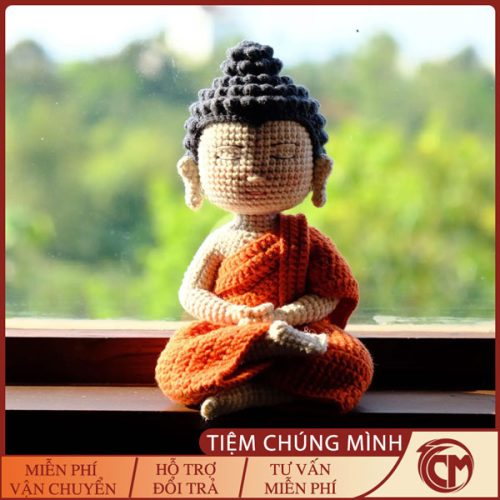 Phật Thích Ca ngồi thiền đan len handmade