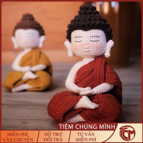 Phật Thích Ca ngồi thiền đan len handmade