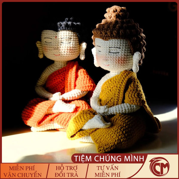 Phật Thích Ca ngồi thiền đan len handmade