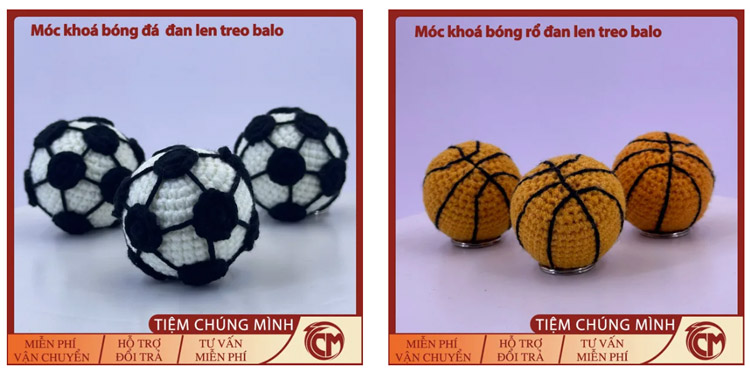 Móc khoá len thể thao – nhạc cụ mini