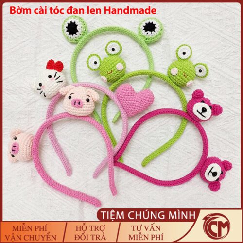 Bờm tóc đan len Handmade