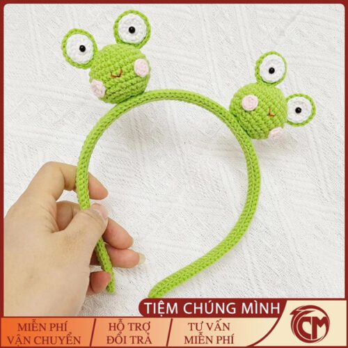 Bờm tóc đan len hình Ếch xanh cute