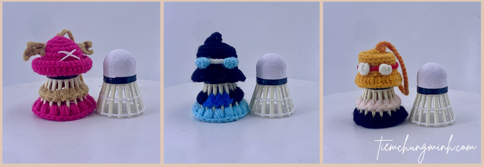 Móc khoá cầu lông đan len Handmade