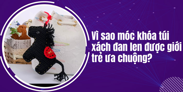 Móc khóa túi xách đan len