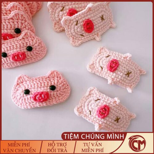 Kẹp tóc len Heo Hồng dễ thương
