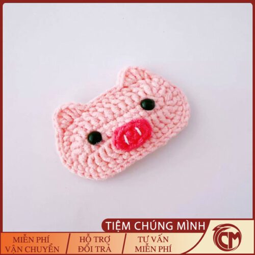 Kẹp tóc len Heo Hồng dễ thương
