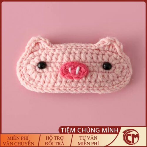 Kẹp tóc len Heo Hồng dễ thương