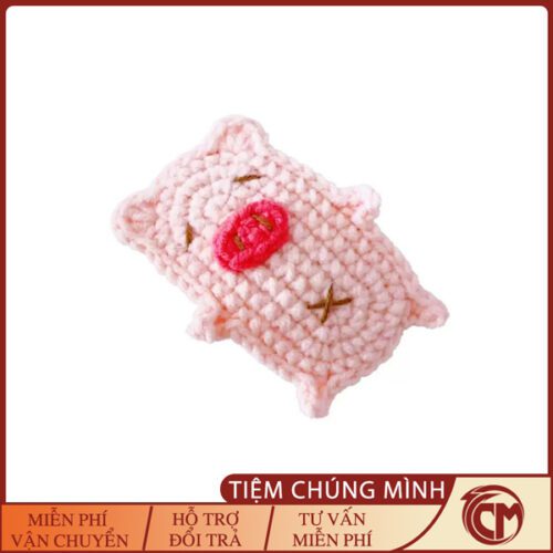 Kẹp tóc len Heo Hồng dễ thương
