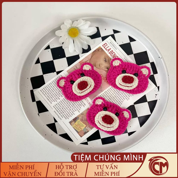ket-toc-len-gau-dau-03 Kẹp tóc len Gấu Dâu Losto