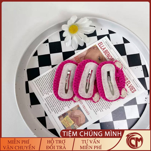 Kẹp tóc len Gấu Dâu Losto