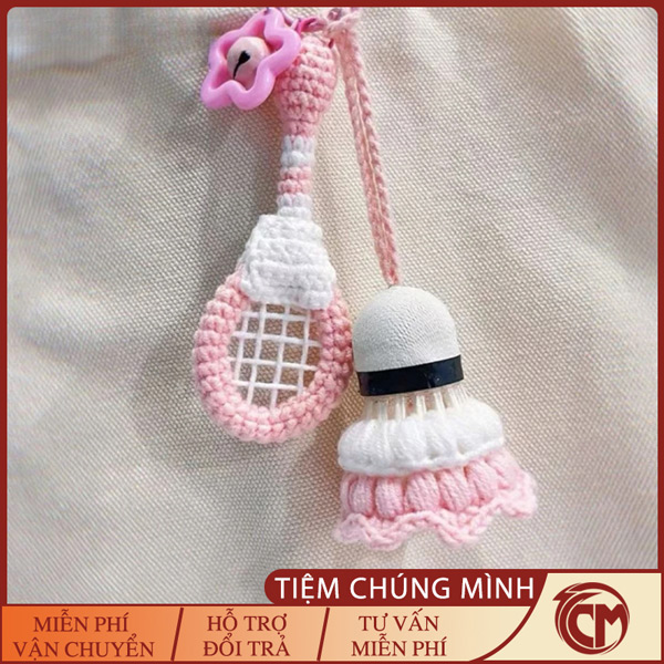 Combo Móc Khoá Cầu Lông (1 Vợt + 1 Cầu) Đan Len Handmade