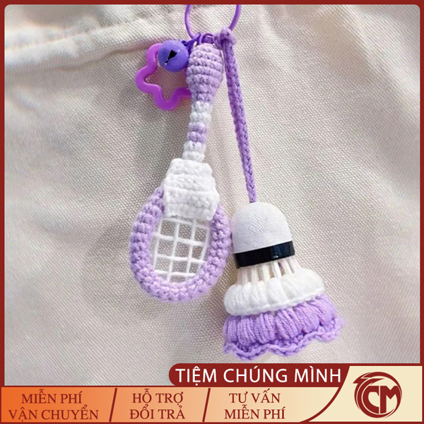 Combo Móc Khoá Cầu Lông (1 Vợt + 1 Cầu) Đan Len Handmade