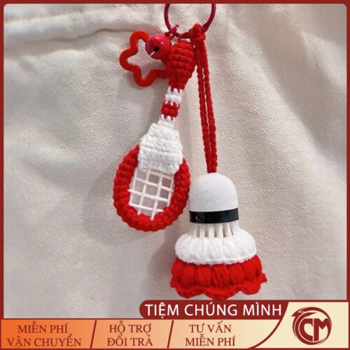 Combo Móc Khoá Cầu Lông (1 Vợt + 1 Cầu) Đan Len Handmade