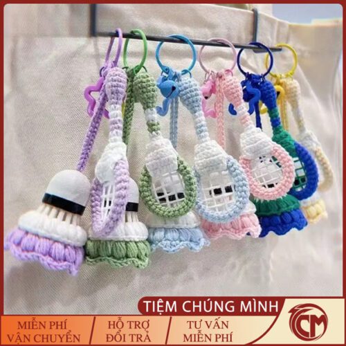 Combo Móc Khoá Cầu Lông (1 Vợt + 1 Cầu) Đan Len Handmade
