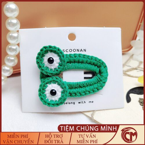 Kẹp Tóc Hình Ếch Xanh Đan Len Handmade