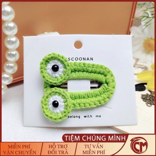 Kẹp Tóc Hình Ếch Xanh Đan Len Handmade