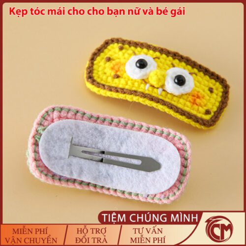 Kẹp tóc Bọt Biển và Sao Biển [SpongeBob & Patrick Star] Handmade Bằng Len