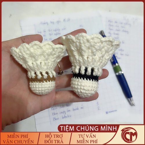Móc Khoá Quả Cầu Lông Đan Len Handmade